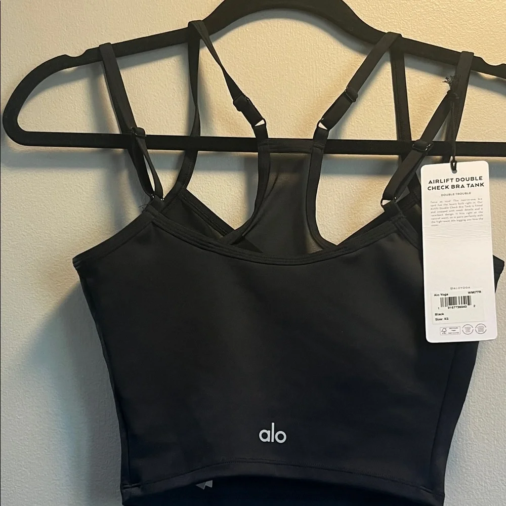 ALO Yoga Black Strappy Racerback Crop Sports Bra
